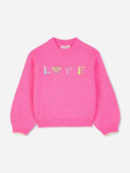 Pull col rond Rose flash 1 - vertbaudet enfant 