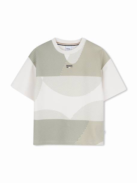 T-shirt  garçon col rond Ecru / vert+Noir 1 - vertbaudet enfant 
