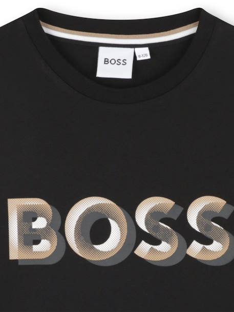T-shirt  garçon col rond Beige foncé+Noir 6 - vertbaudet enfant 