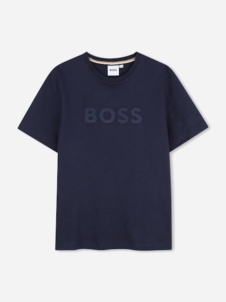 T-shirt  garçon col rond Bleu cargo+Noir 1 - vertbaudet enfant 