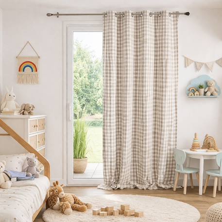 Rideau 100% coton vichy lourmarin Beige+Green+Terracotta 4 - vertbaudet enfant 