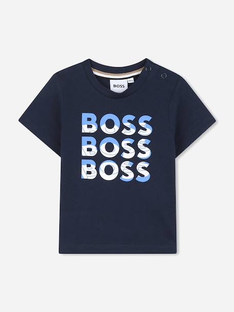 T-shirt col rond Bleu+Bleu foncé+Jaune / vert 4 - vertbaudet enfant 