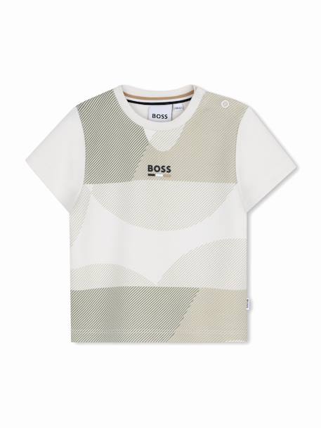 T-shirt garçon col rond Blanc / vert pale 1 - vertbaudet enfant 