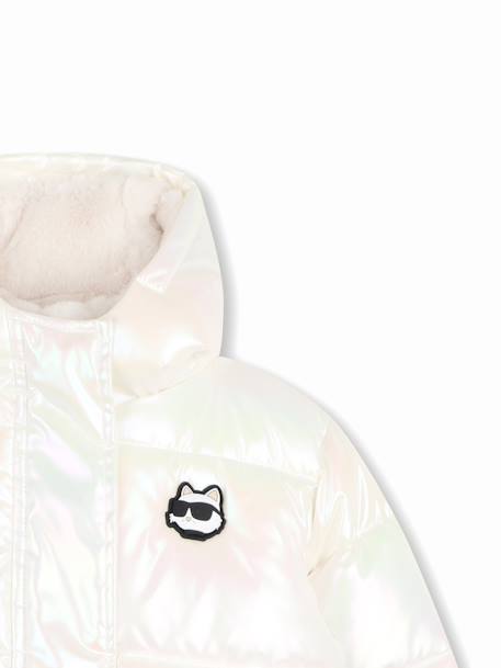 Blouson fille à capuche Blanc irisé 3 - vertbaudet enfant 