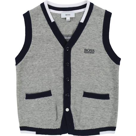 Gilet garçon Gris, bleu marine 1 - vertbaudet enfant 