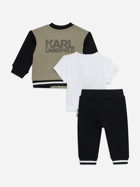 Ensemble garçon 3 pièces t-shirt gilet et bas Noir / kaki / blanc 2 - vertbaudet enfant 