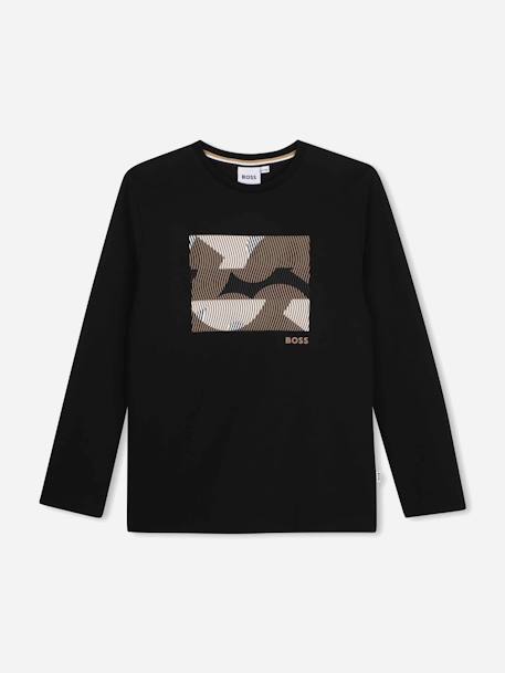 T-shirt  garçon manches longues Noir / beige 1 - vertbaudet enfant 