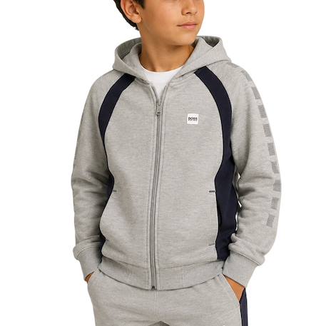 Sweat garçon en coton Gris, bleu marine 3 - vertbaudet enfant 