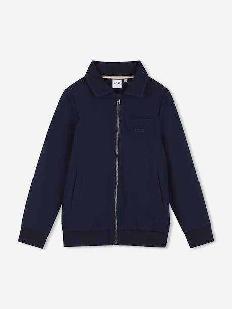 Gilet garçon col chemise Bleu foncé+Marron clair 1 - vertbaudet enfant 