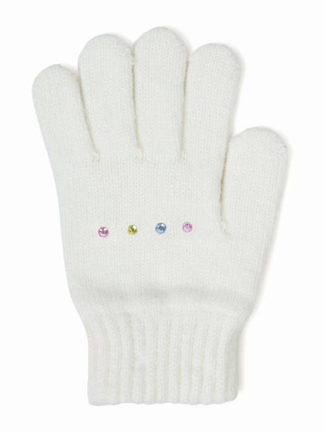 Gant fille en maille Beige clair 3 - vertbaudet enfant 