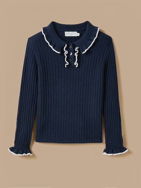 Pull en fine jauge fille Marine 1 - vertbaudet enfant 