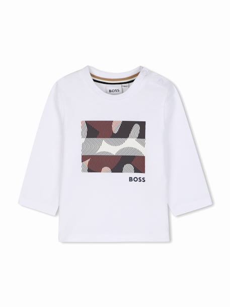 T-shirt garçon manches longues Blanc+Noir / beige 1 - vertbaudet enfant 