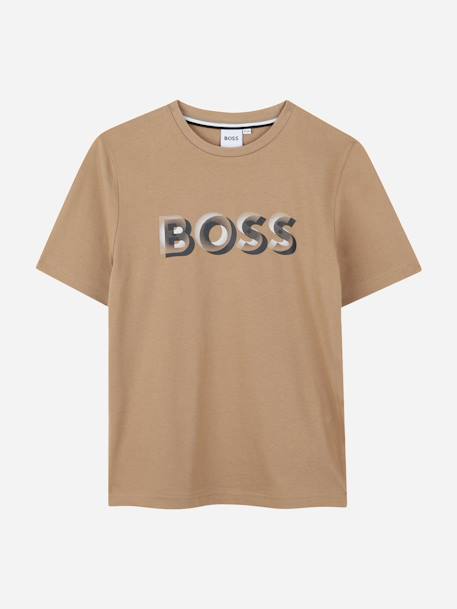 T-shirt  garçon col rond Beige foncé+Noir 1 - vertbaudet enfant 