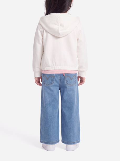 Ensemble fille 3 pièces t-shirt gilet à capuche et jean évasé Blanc / bleu / rose 5 - vertbaudet enfant 
