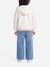 Ensemble fille 3 pièces t-shirt gilet à capuche et jean évasé Blanc / bleu / rose 5 - vertbaudet enfant 