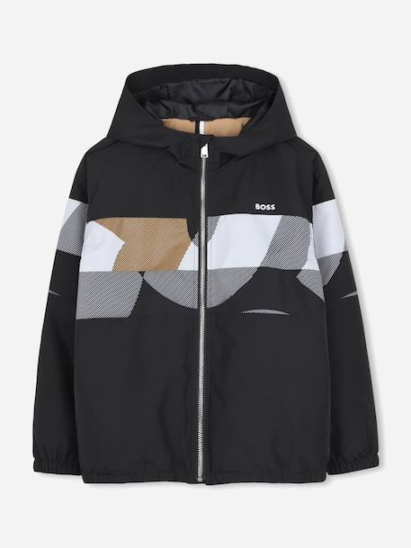 Blouson garçon zippé à capuche Noir 1 - vertbaudet enfant 
