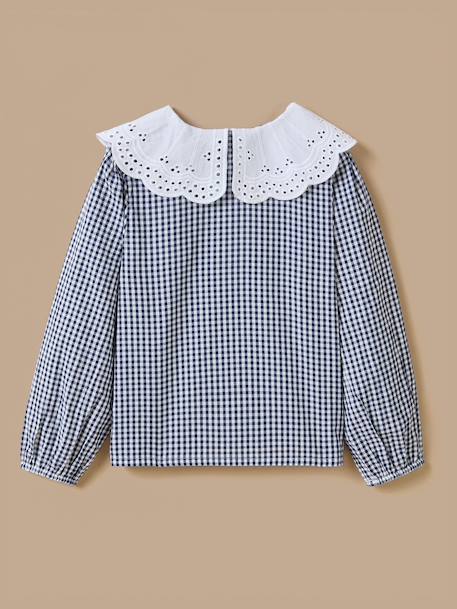 Chemise imprimée vichy fille Carreaux bleu 2 - vertbaudet enfant 