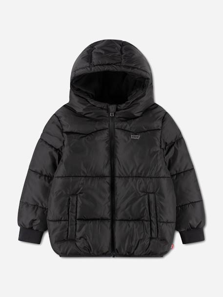 Doudoune garçon à capuche Noir 1 - vertbaudet enfant 