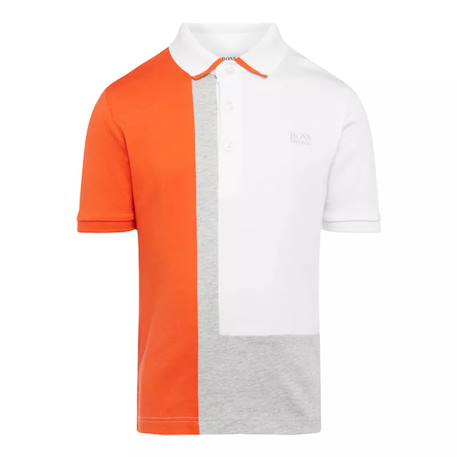 Polo garçon en coton Blanc, gris, orange 1 - vertbaudet enfant 