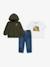 Ensemble garçon 3 pièces t-shirt gilet à capuche et jean Kaki / blanc / bleu 1 - vertbaudet enfant 