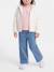 Ensemble fille 3 pièces t-shirt gilet à capuche et jean évasé Blanc / bleu / rose 4 - vertbaudet enfant 