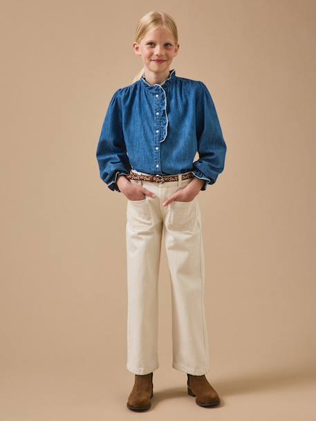 Chemise en denim fille Denim bleu 4 - vertbaudet enfant 