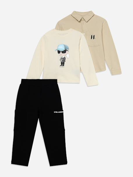 Ensemble garçon 3 pièces Beige / noir 1 - vertbaudet enfant 