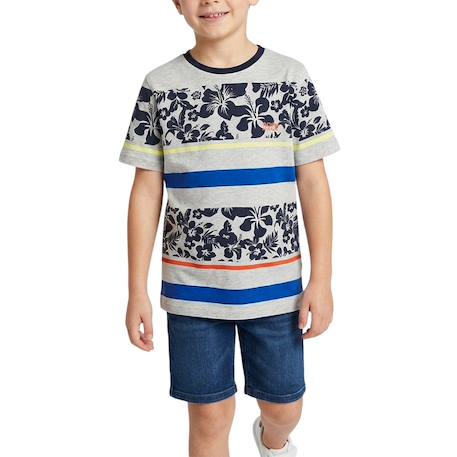 Tee-shirt garçon en coton Gris, noir, bleu, jaune, rouge 3 - vertbaudet enfant 