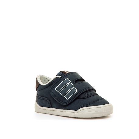 Sneakers garçon synthétique fermeture adhésive barefoot Bleu marine–pétrole+Blue marine+Taupe-cuir 8 - vertbaudet enfant 
