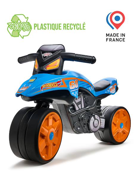 Draisienne moto street avec roues silencieuses Bleu hot wheels+Rouge corail 4 - vertbaudet enfant 