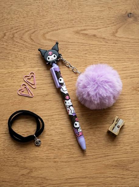Stylo kuromi avec figurine et pompon Violet 1 - vertbaudet enfant 