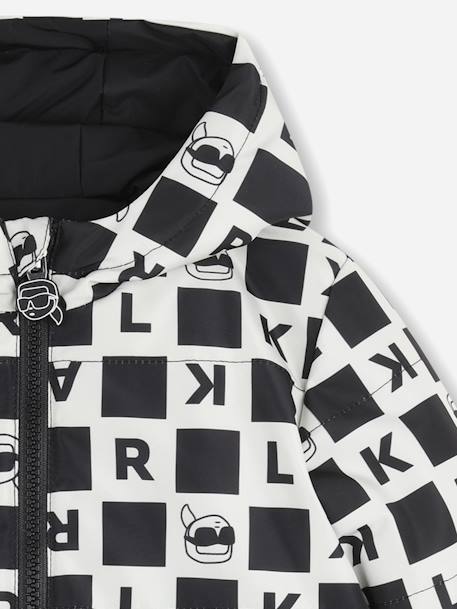 Doudoune garçon à capuche Noir / blanc cassé 3 - vertbaudet enfant 