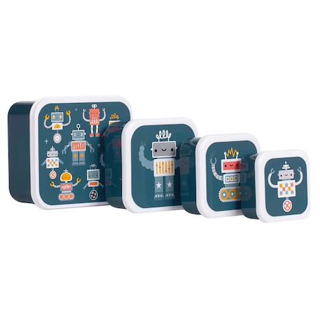 Lot de 4 boîtes à goûter Jaune+Kaki+Princesses+Robot+Rose+Rose, rouge, violet+Vert de gris 22 - vertbaudet enfant 