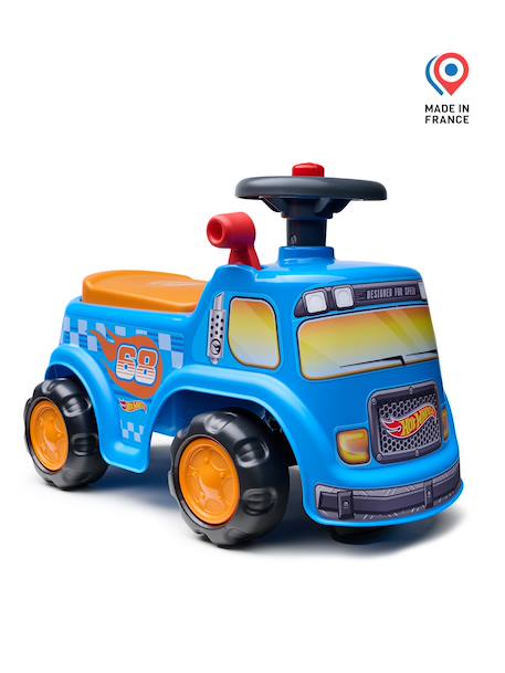 Porteur avec assise ouvrante et volant directionnel avec klaxon Bleu hot wheels 4 - vertbaudet enfant 