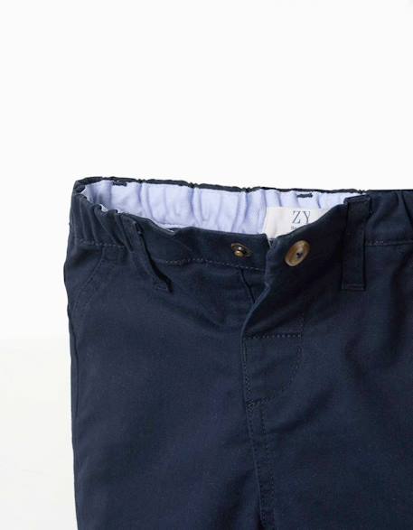 Pantalon en sergé avec bretelles amovibles Bleu foncé 3 - vertbaudet enfant 