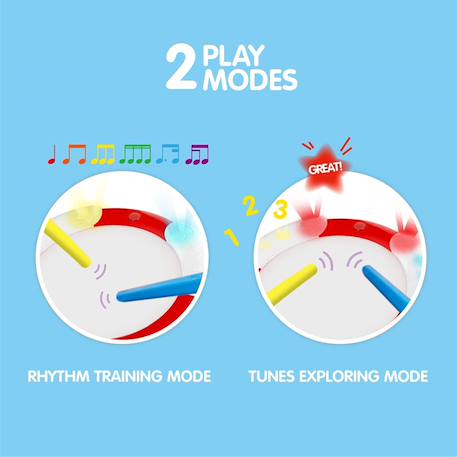 Tambour apprentissage interactif Rouge, beige, blanc 1 - vertbaudet enfant 