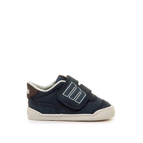Sneakers garçon synthétique fermeture adhésive barefoot Bleu marine–pétrole+Blue marine+Taupe-cuir 7 - vertbaudet enfant 