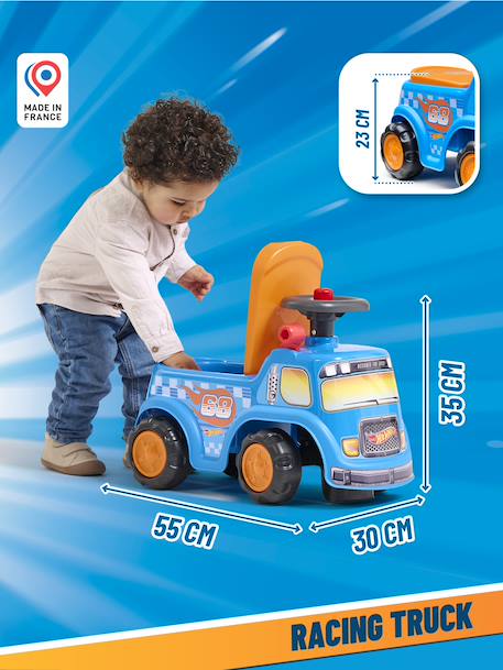 Porteur avec assise ouvrante et volant directionnel avec klaxon Bleu hot wheels 5 - vertbaudet enfant 