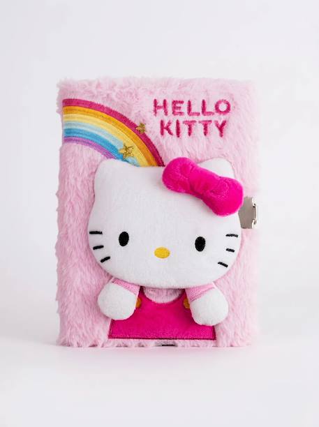 Journal intime peluche hello kitty avec cadenas et clé Blanc et rose 3 - vertbaudet enfant 
