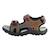 Sandales en cuir velours à scratch Marron rouge 2 - vertbaudet enfant 