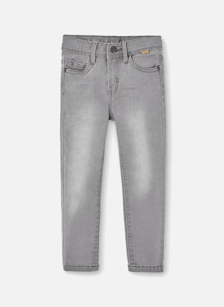 Pantalon garçon en denim élastiqué Gris 1 - vertbaudet enfant 