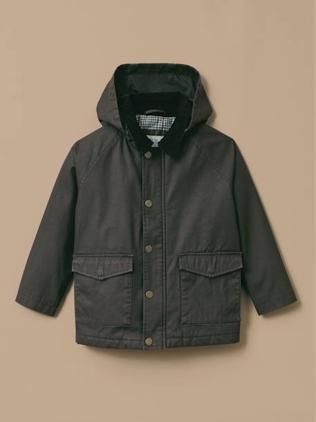 Veste en coton enduit fille Vert fonce 1 - vertbaudet enfant 