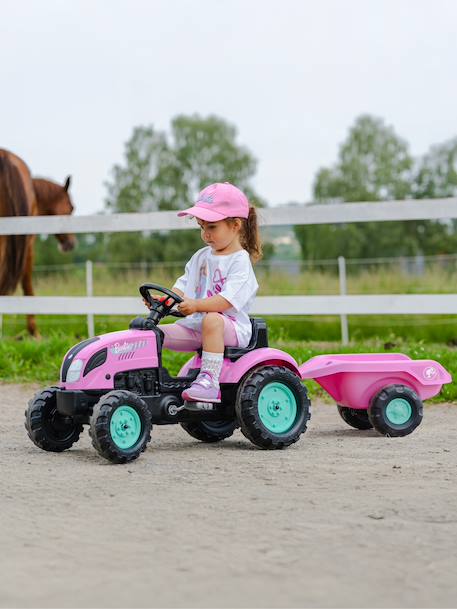 Tracteur à pédales barbie avec remorque Rose barbie 1 - vertbaudet enfant 