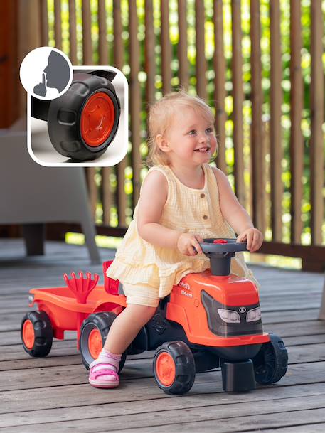 Porteur tracteur 1er âge à volant directionnel avec klaxon, roues silencieuses et remorque Jaune jcb+Orange 7 - vertbaudet enfant 