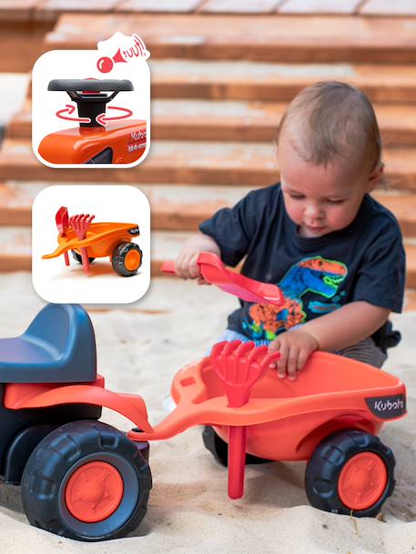 Porteur tracteur 1er âge à volant directionnel avec klaxon, roues silencieuses et remorque Jaune jcb+Orange 8 - vertbaudet enfant 