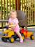 Porteur tracteur 1er âge à volant directionnel avec klaxon, roues silencieuses et remorque Jaune jcb+Orange 1 - vertbaudet enfant 