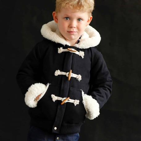 Blouson garçon noir à capuche | doublé imitation mouton | jude Noir 1 - vertbaudet enfant 
