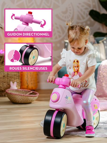 Scooter 1er âge barbie à roues silencieuses, guidon directionnel avec klaxon - crème et rose Rose barbie 2 - vertbaudet enfant 