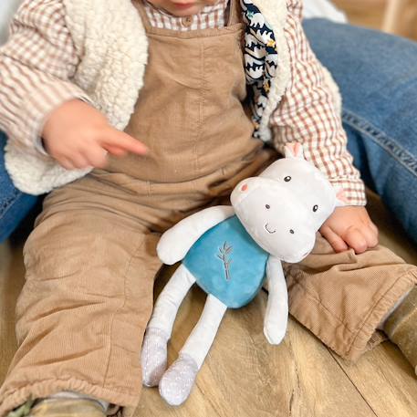Peluche - pantin bamboo bebe hippopotame - 24 cm s/carte Bleu 3 - vertbaudet enfant 