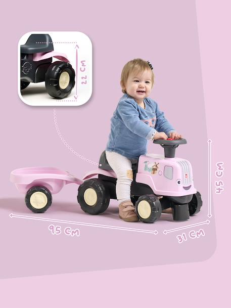 Porteur tracteur birdy farm 1er âge à volant directionnel avec klaxon, remorque. Rose+Rouge+Vert 5 - vertbaudet enfant 
